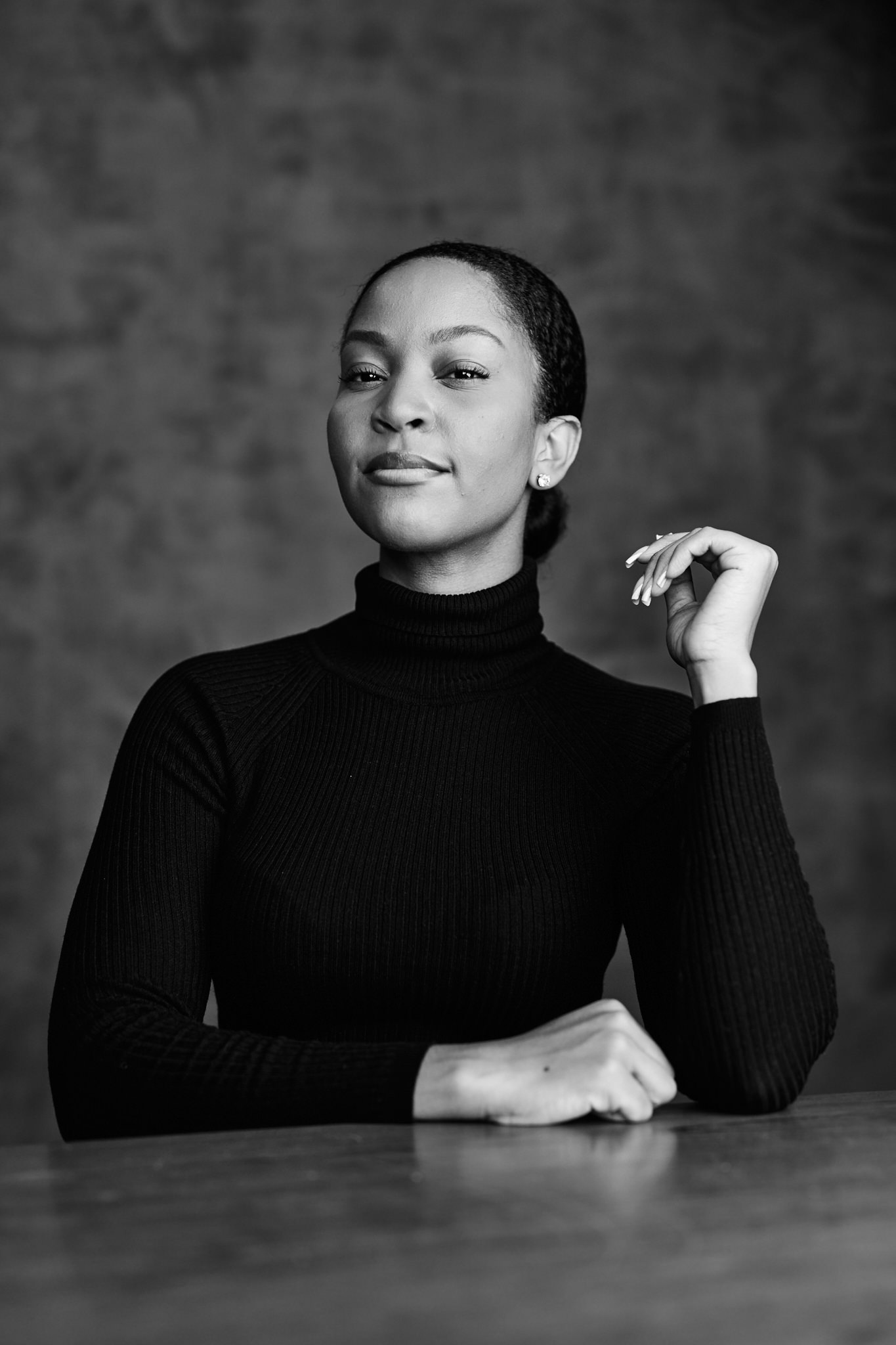 Black and white portrait of Tiana by Dan Pearce at Hero Shots, Toronto